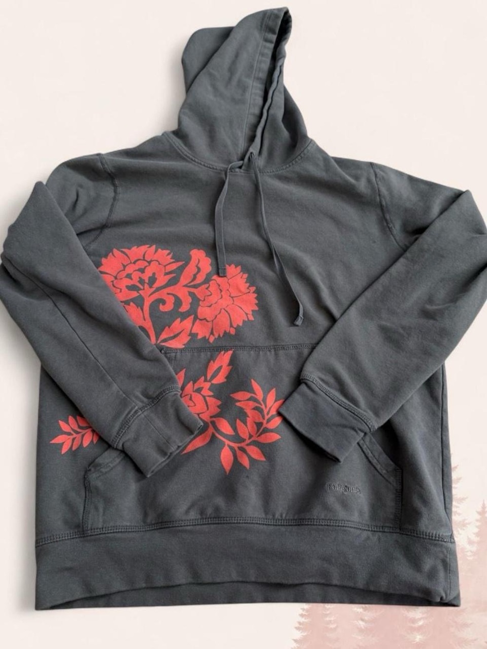 Patagonia Women’s Organic Cotton Floral Graphic Pullover Hoodie Gray Size Small